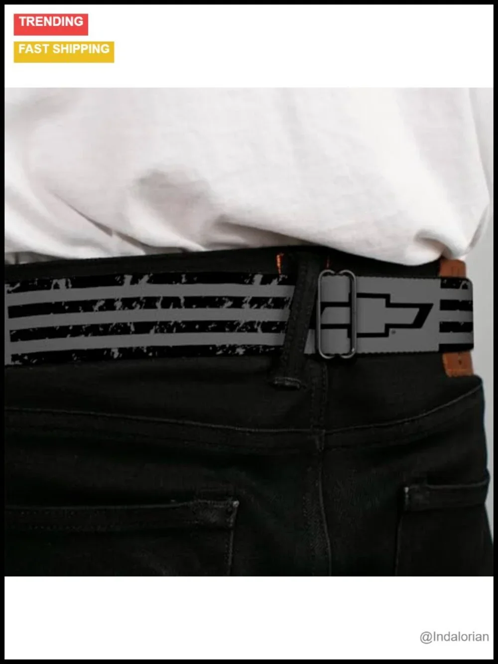 GM Licensed Seatbelt Belt Adjustable Polyester Buckle Belt Unisex